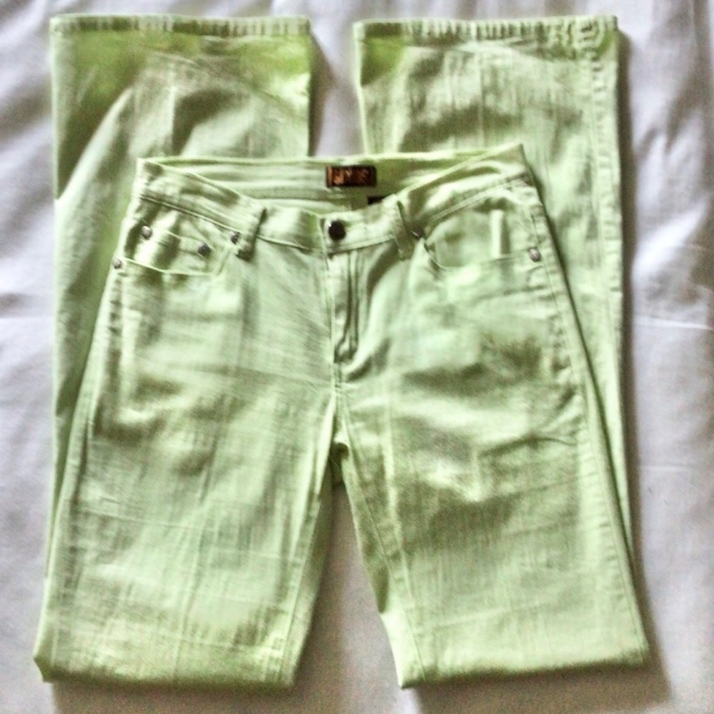 Cute Flare Bell Bottom Fitted Pants by Gimos, Light Green, Sz 11/12 run small